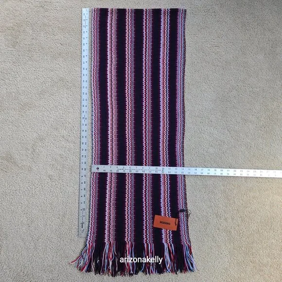 NWT Missoni Zig Zag Scarf Purple Red Blue - Picture 11 of 11